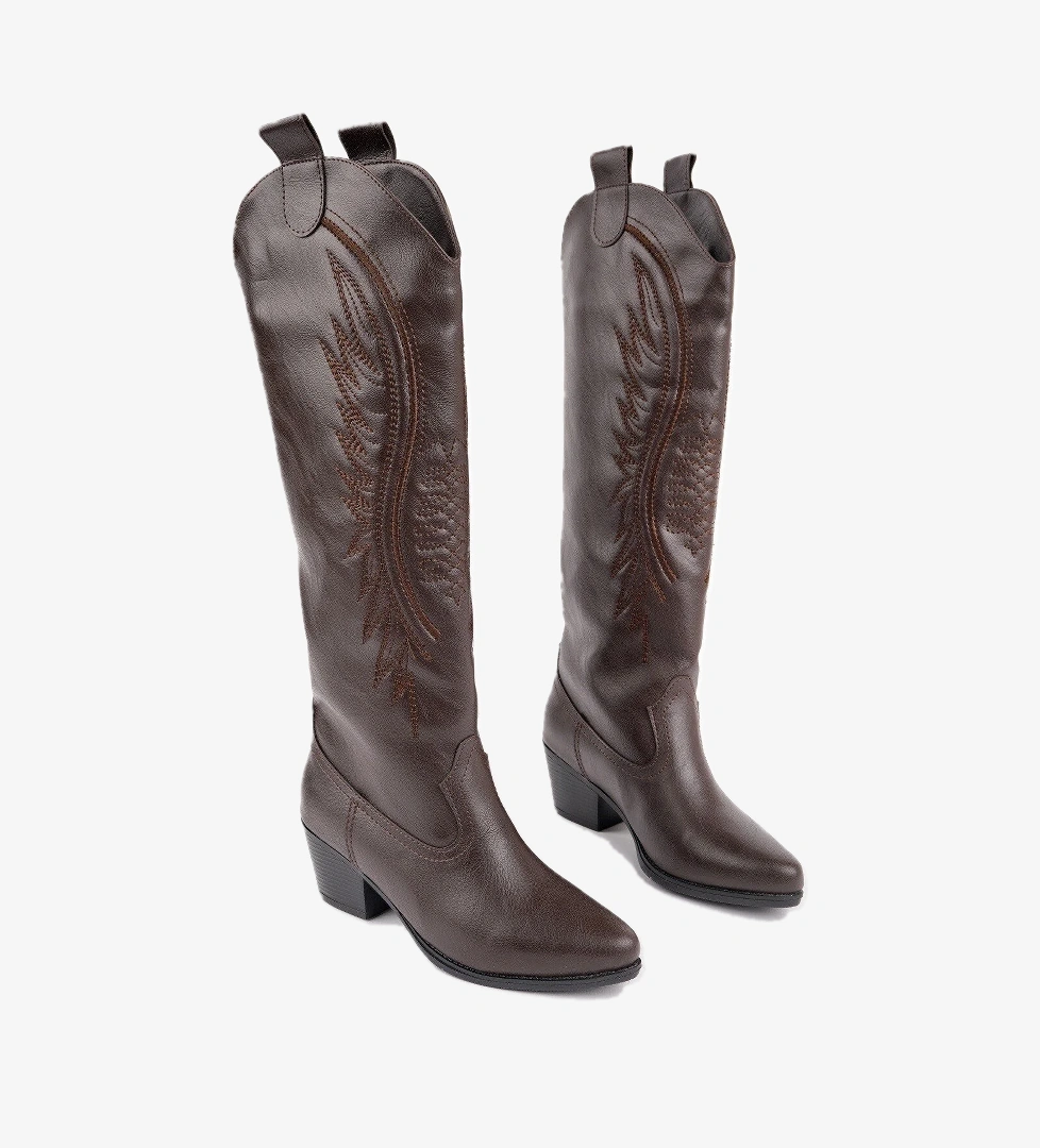 RODEO Dikiş Detaylı Kalın Topuklu Kovboy Kadın Çizme