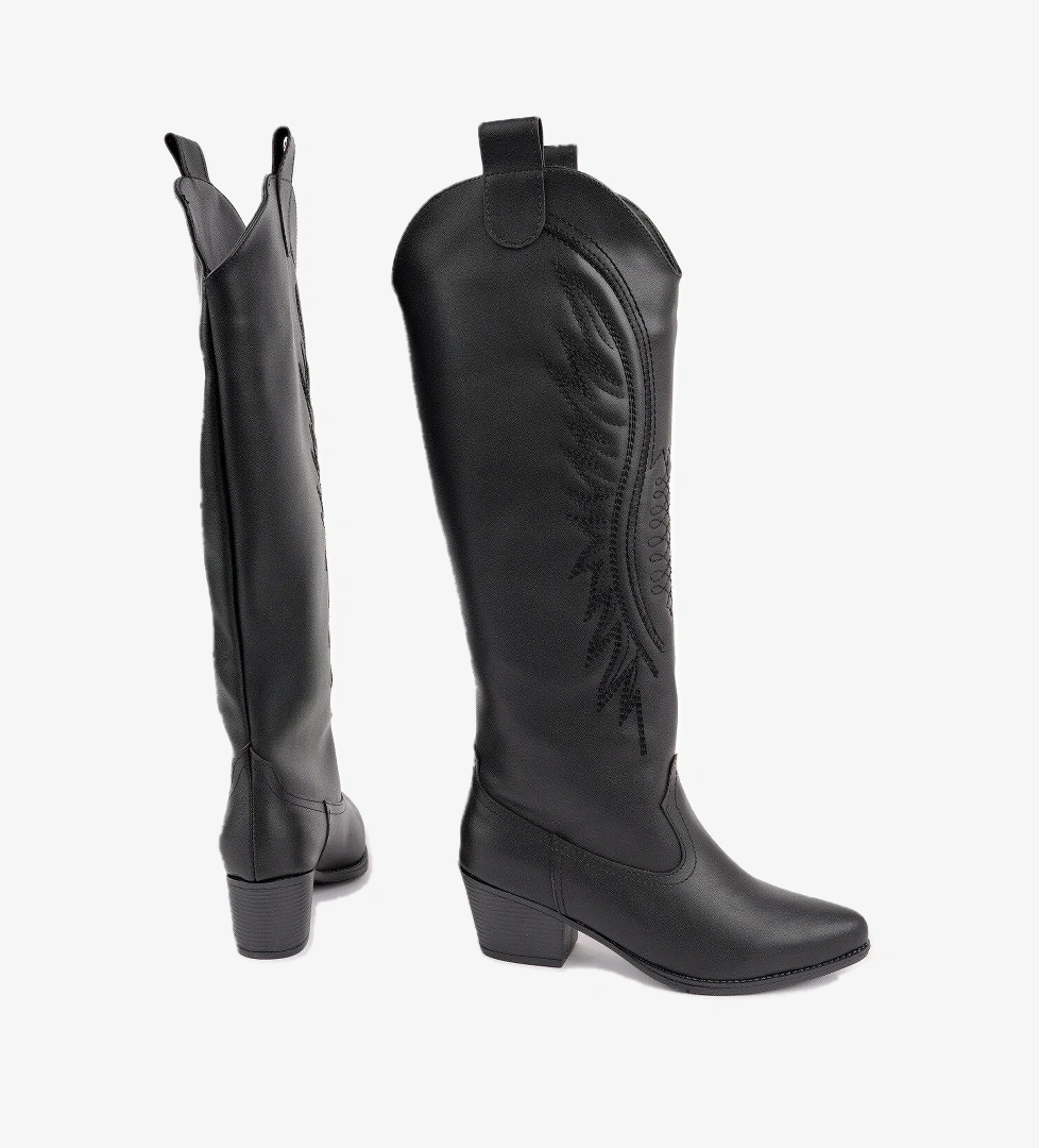 RODEO Dikiş Detaylı Kalın Topuklu Kovboy Kadın Çizme