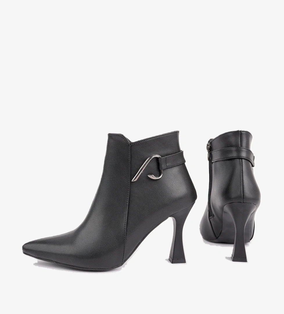 VİVENTE Sivri Burun Toka Detaylı Fermuarlı İnce Topuklu Kadın Bot - Görsel 1