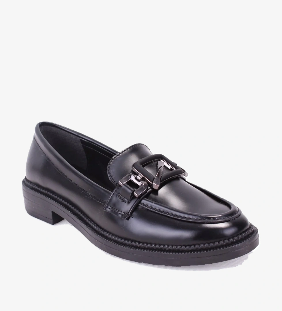 DZA07-863701 Siyah Günlük Loafer Kadın Ayakkabı