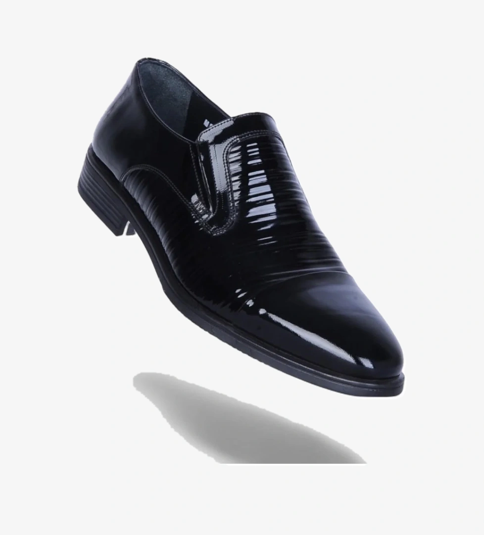 525 Siyah Rugan Kauçuk %Deri Erkek Klasik Ayakkabı - Görsel 1