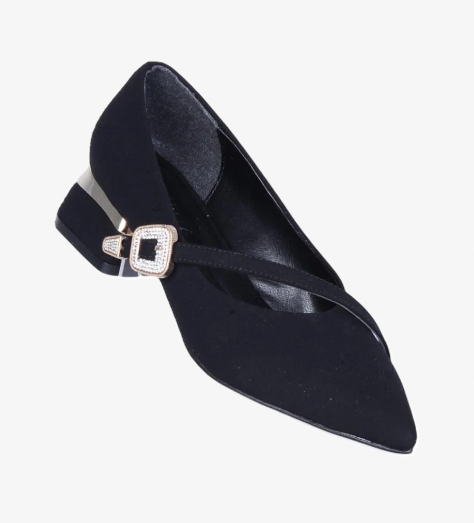 Scarletta S10 Siyah Saten 3Cm Kadın Topuklu Ayakkabı model görseli