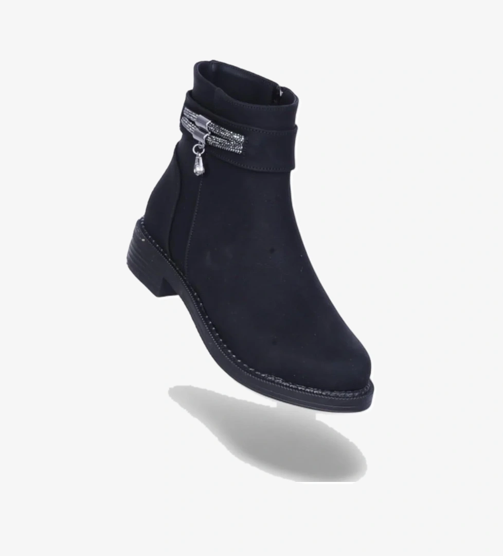 Alens A4 Siyah Nubuk Kadın Düz Bot model görseli