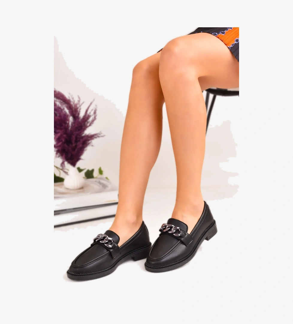 Kadın Siyah Makosen Günlük Loafer Ayakkabı - Görsel 1