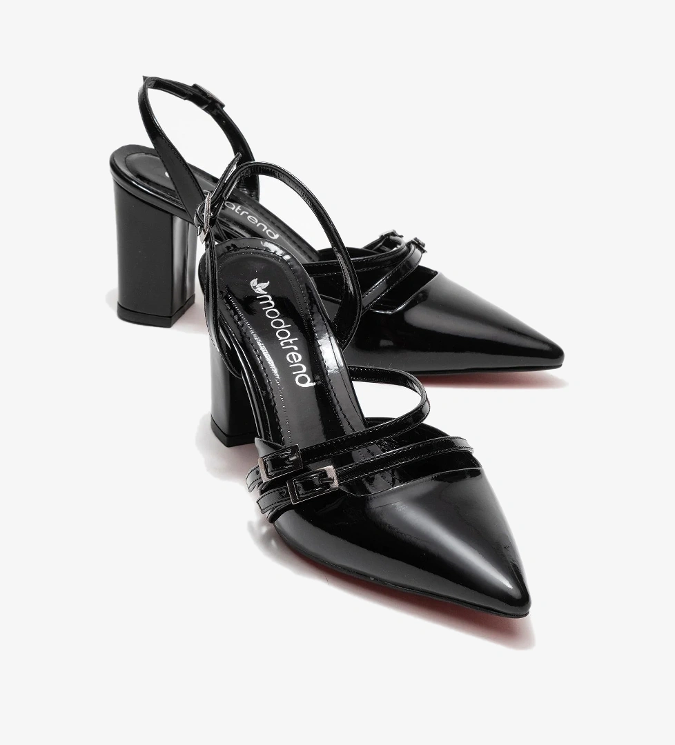 Ccway Kadın 2 Biyeli Arkası Açık Topuklu SİYAH RUGAN model görseli