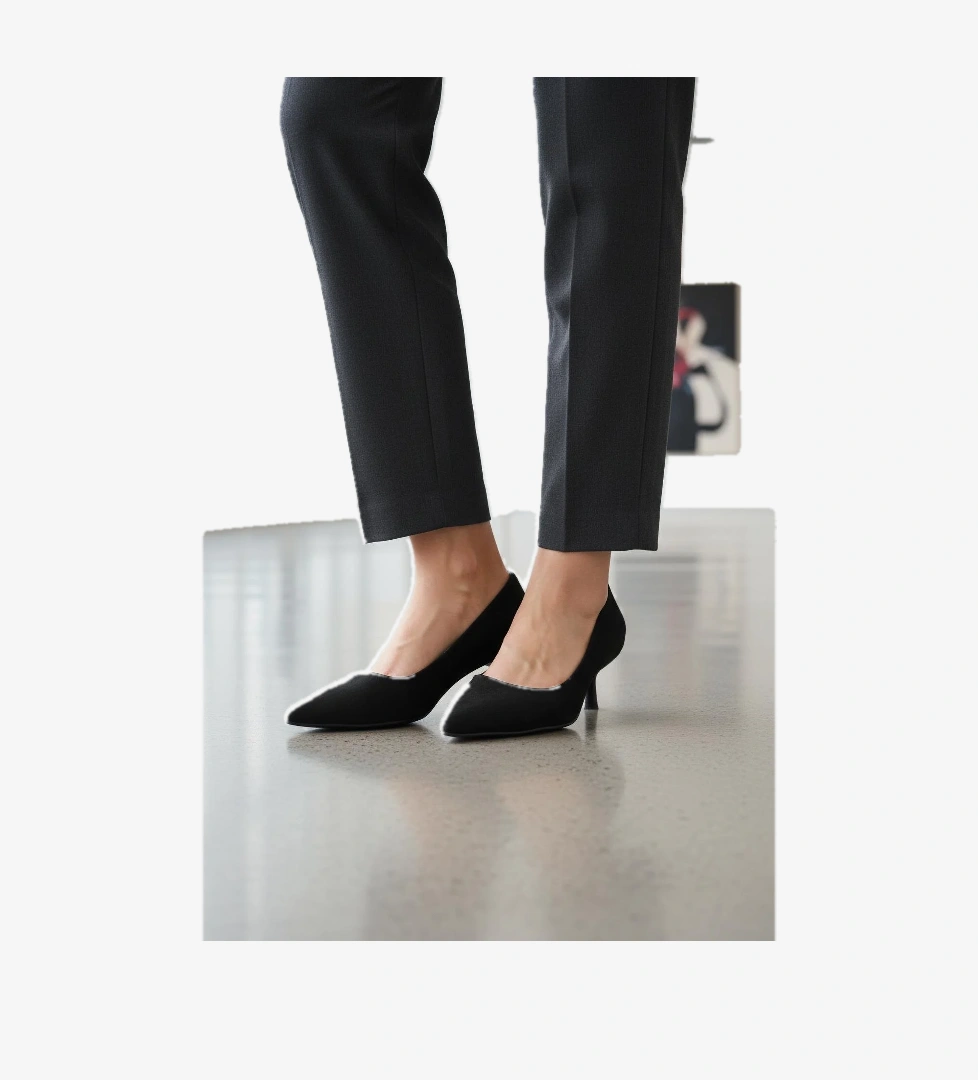 458343 Z Siyah Süet Kadın Topuklu Ayakkabı