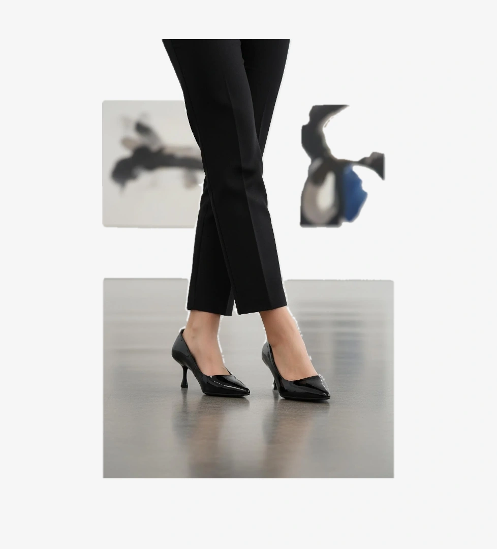 695033 Z Siyah Rugan Kadın Topuklu Ayakkabı - Görsel 1