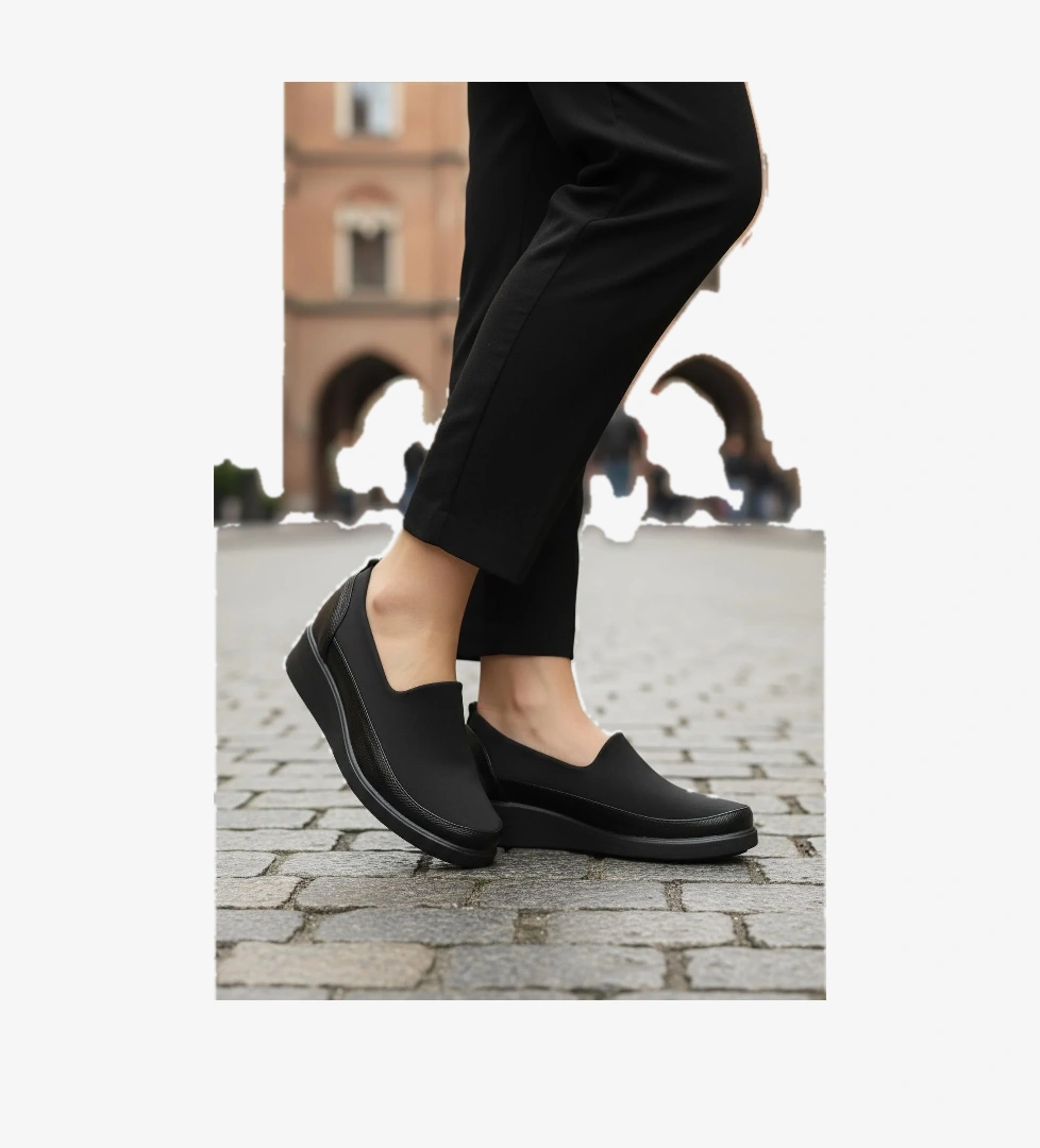 651586 Z Siyah Floter Tekstil Kadın Günlük Ayakkabı