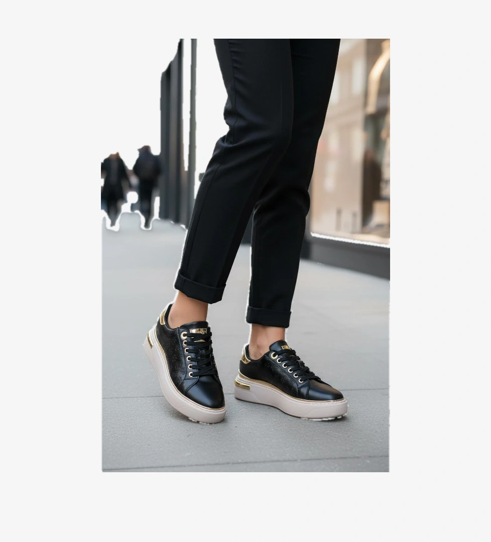 Lady 028 Z Desenli Siyah Kadın Sneaker - Görsel 1