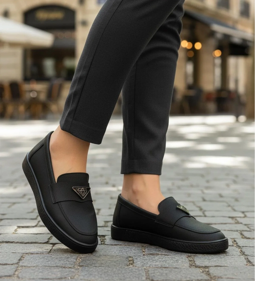 Walkway B-01 Z Siyah Hafif Esnek Kadın Babet model görseli