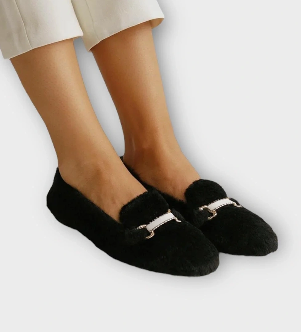 Yumuşak Peluş Ses Yapmaz Hafif Taban Kadın Ev Babeti Panduf SİYAH