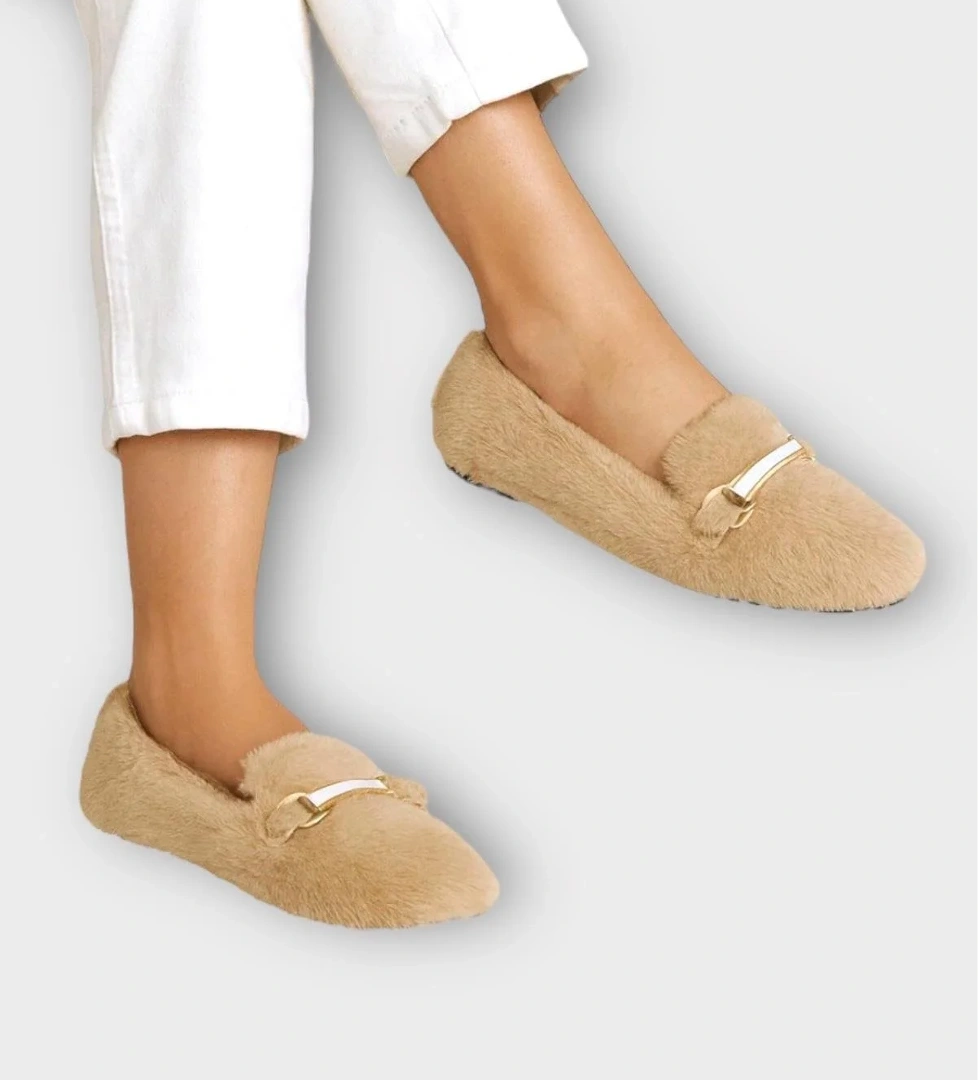 Yumuşak Peluş Ses Yapmaz Hafif Taban Kadın Ev Babeti Panduf BEJ