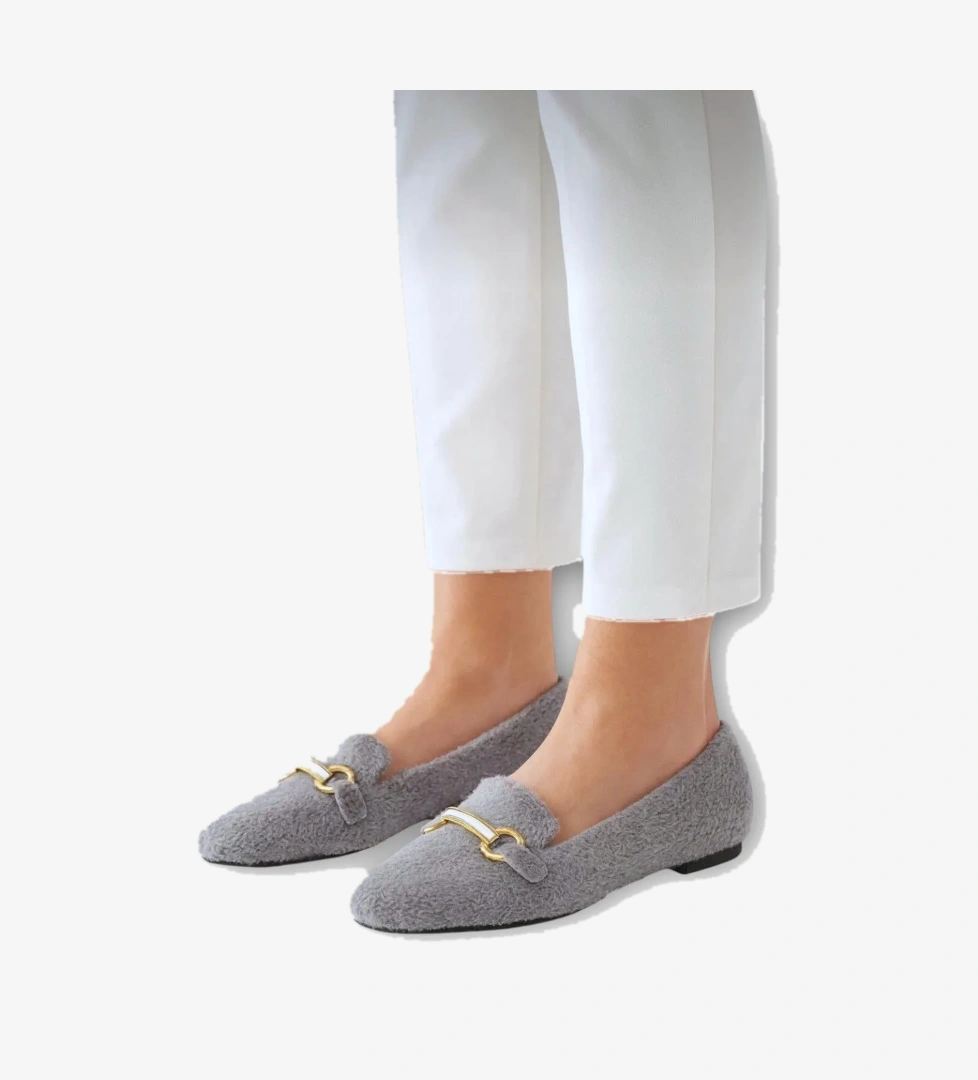 Yumuşak Peluş Ses Yapmaz Hafif Taban Kadın Ev Babeti Panduf GRİ