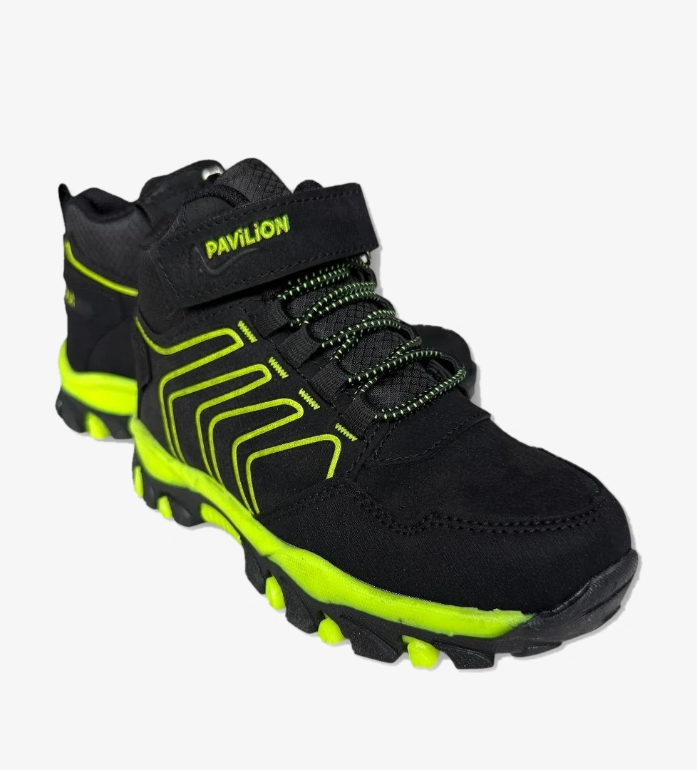 Liger Çocuk Cırtlı Bağcık Detaylı Su ve Soğuk Geçirmez Bot SİYAH - YEŞİL model görseli