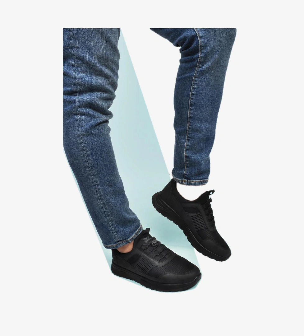 Nans 6006 M Siyah Fileli Kilit Bağcıklı Erkek Spor Ayakkabı