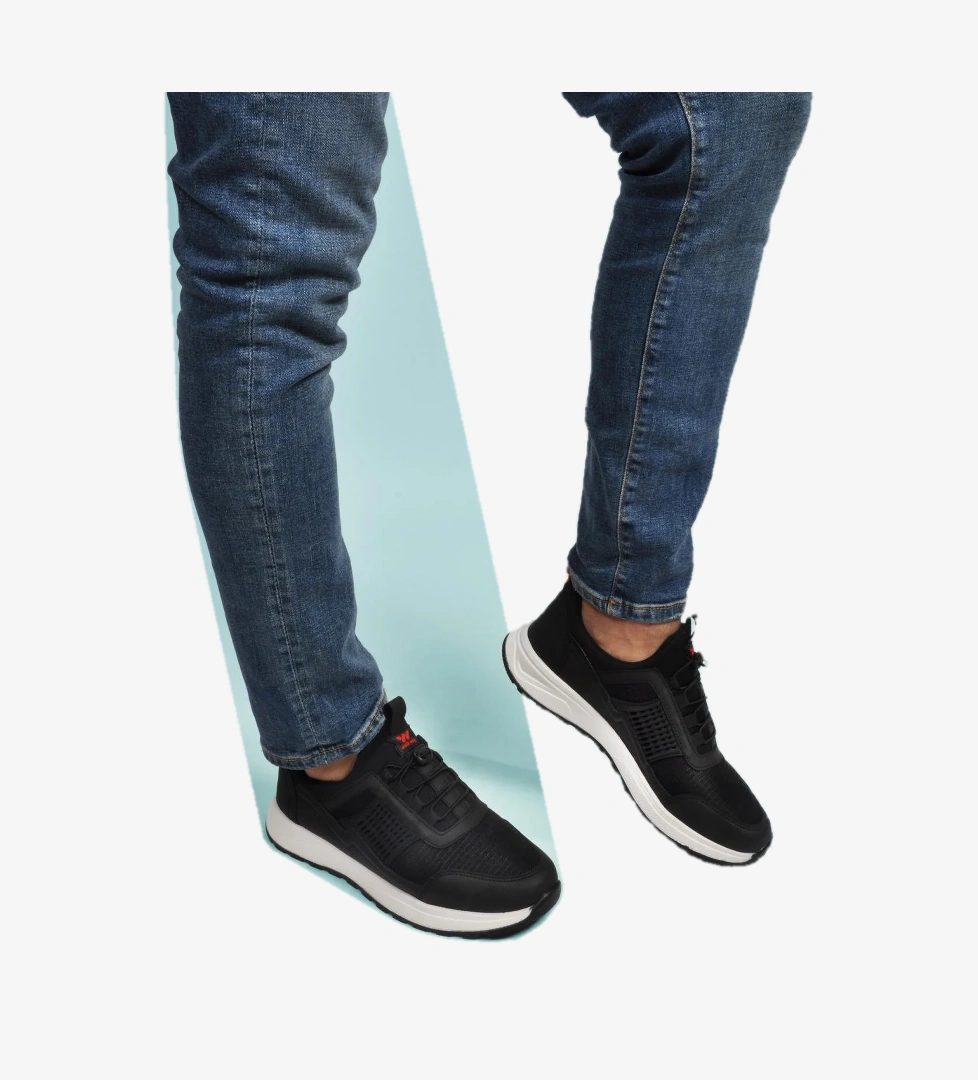 Nans 6006 M Siyah-Kırmızı Kilit Bağcıklı Hafif Erkek Spor Ayakkabı - Görsel 1