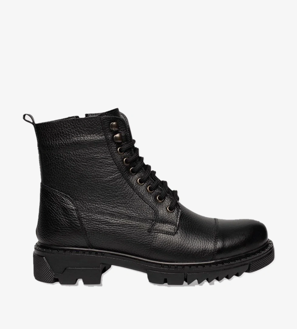 Liger Erkek İçi Kürklü Hakki Deri Fermuarlı Kaydırmaz Termo Taban Bot Kahverengi̇ Si̇yah model görseli