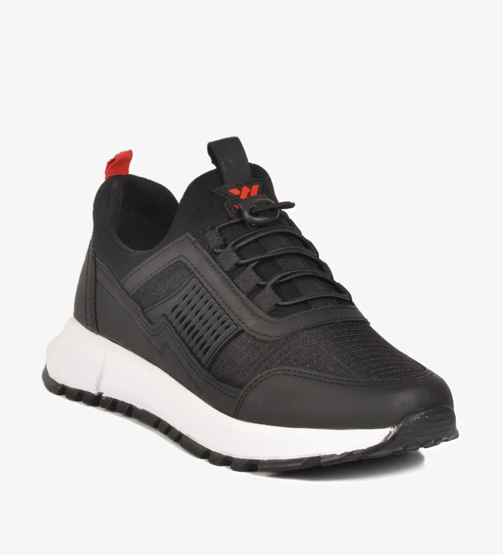 Nans 6006 G Siyah-Kırmızı Fileli Kilit Bağcıklı Unisex Spor Ayakkabı - Görsel 1