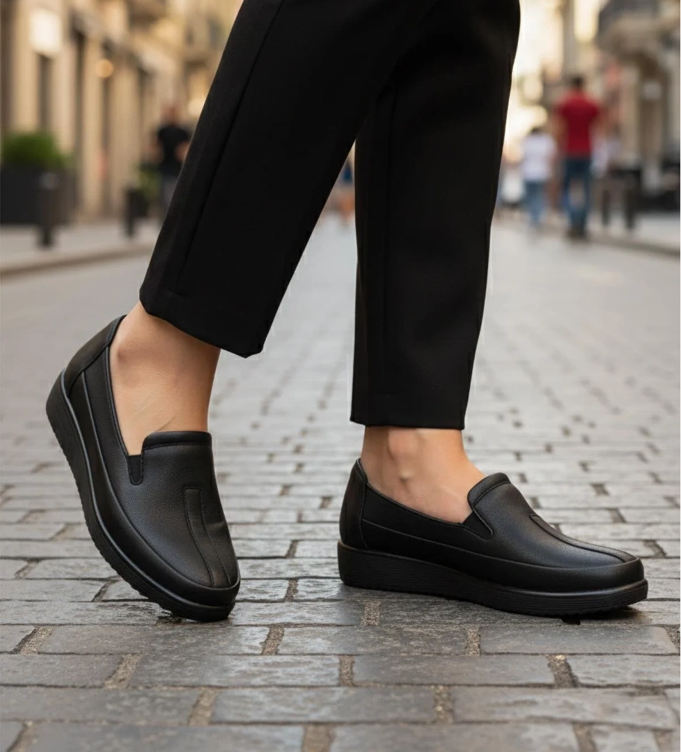 Ayakmod Siyah Cilt Hafif Kadın Günlük Ayakkabı 293117 Z model görseli