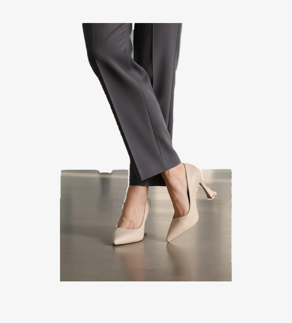 665127 Z Bej Kadın Topuklu Ayakkabı