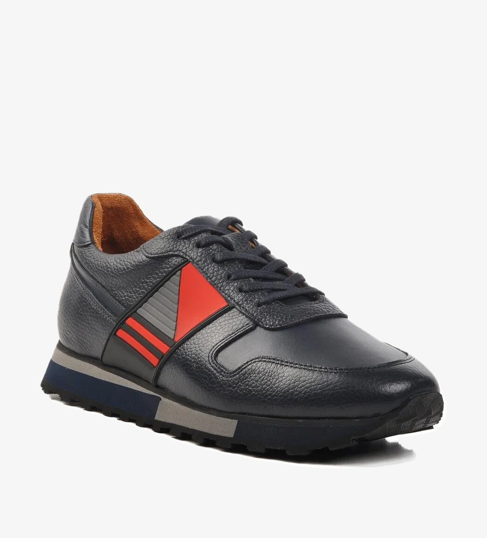 Premium 130 M Lacivert-Kırmızı Hakiki Deri Erkek Günlük Ayakkabı