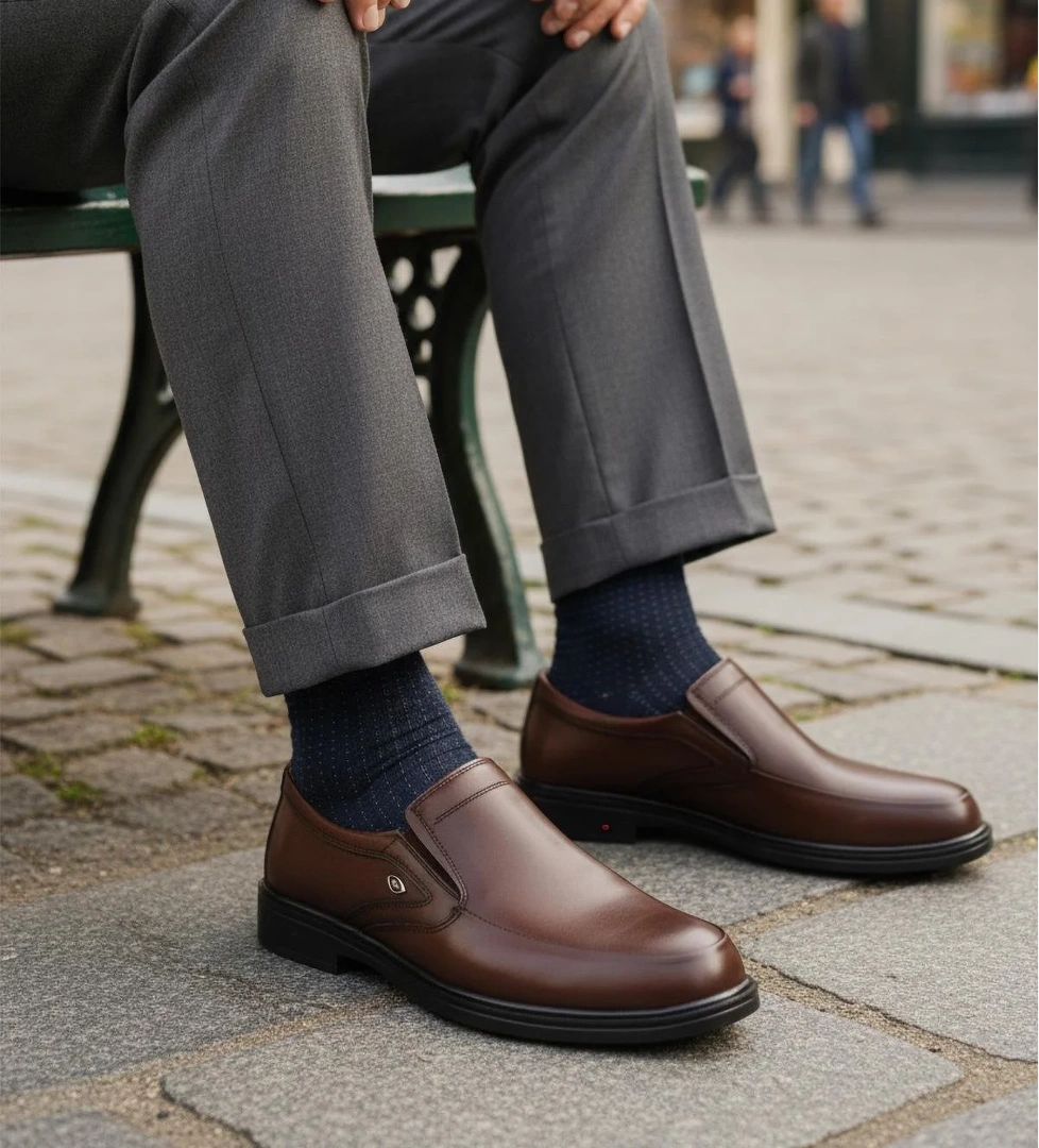 DSN 2036 M Kahve Hakiki Deri Erkek Günlük Ayakkabı