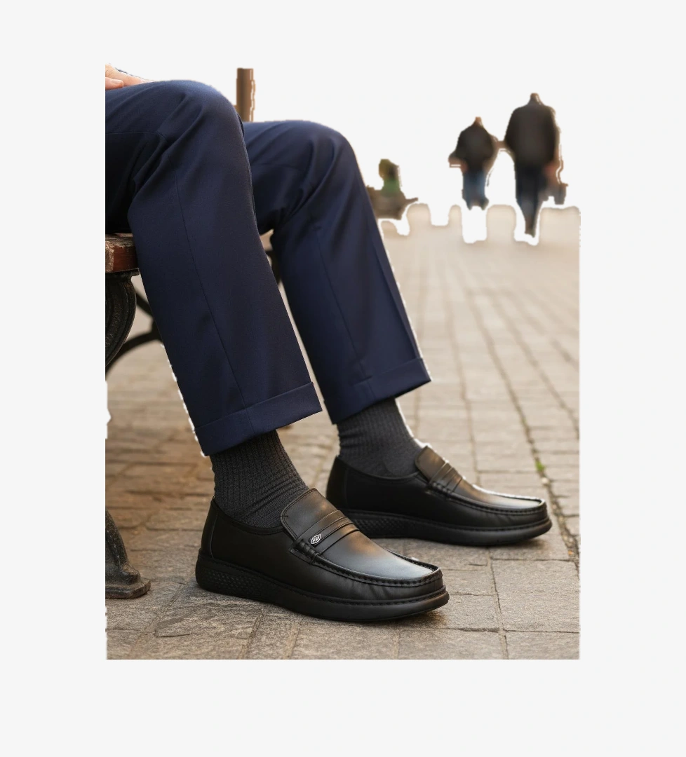 DSN 2030 M Siyah Hakiki Deri Erkek Günlük Ayakkabı