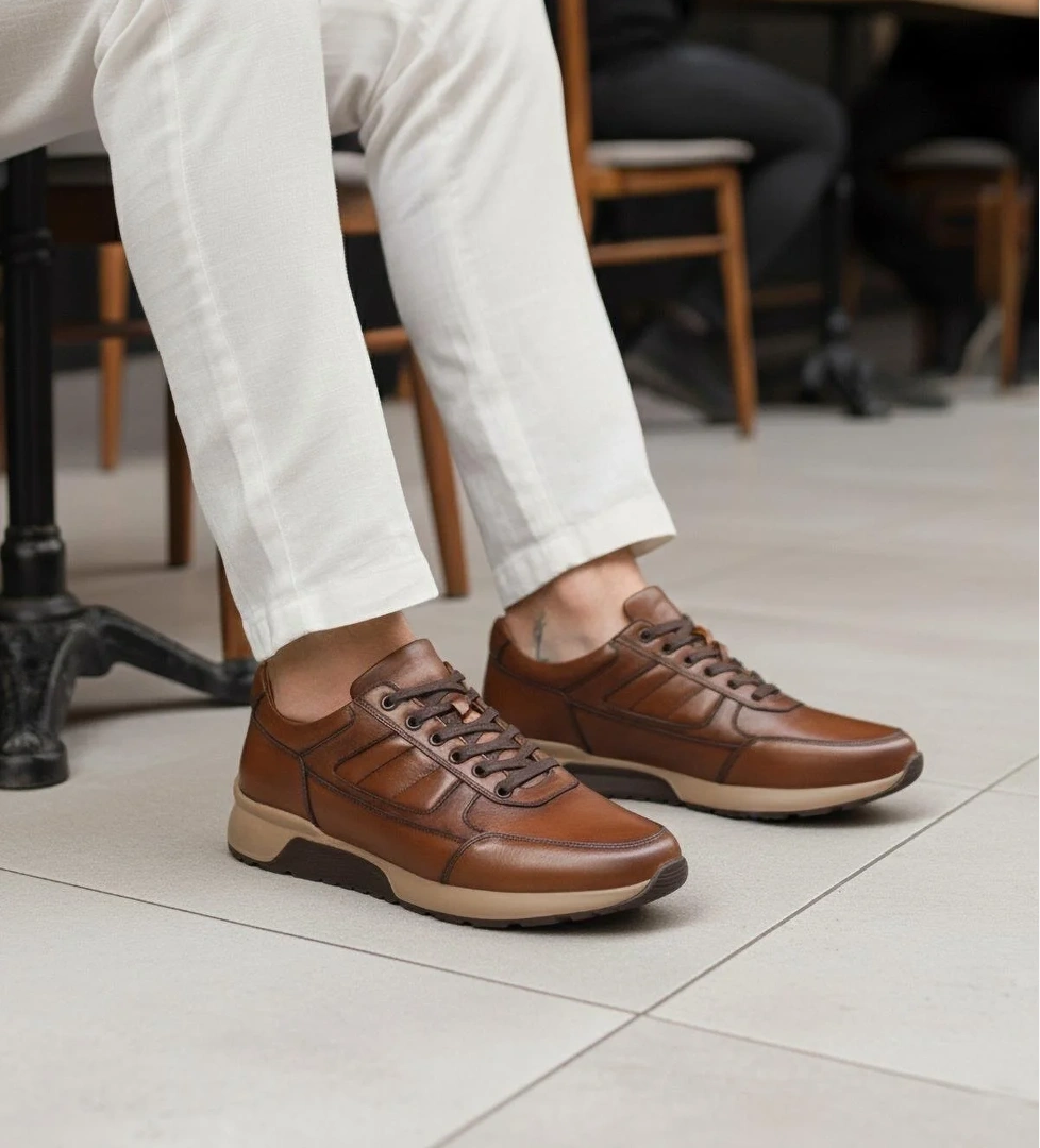 2720-1 M Taba Hakiki Deri Erkek Günlük Ayakkabı