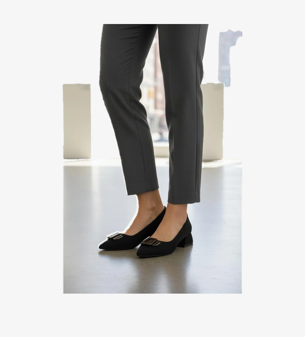 451133 Z Siyah Kadın Topuklu Ayakkabı - Görsel 1