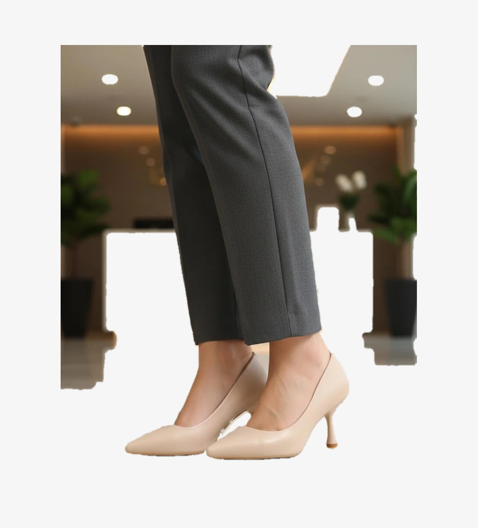 695033 Z Bej Kadın Topuklu Ayakkabı