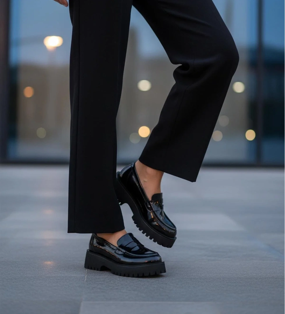 572453 Z Siyah Rugan Kadın Günlük Ayakkabı