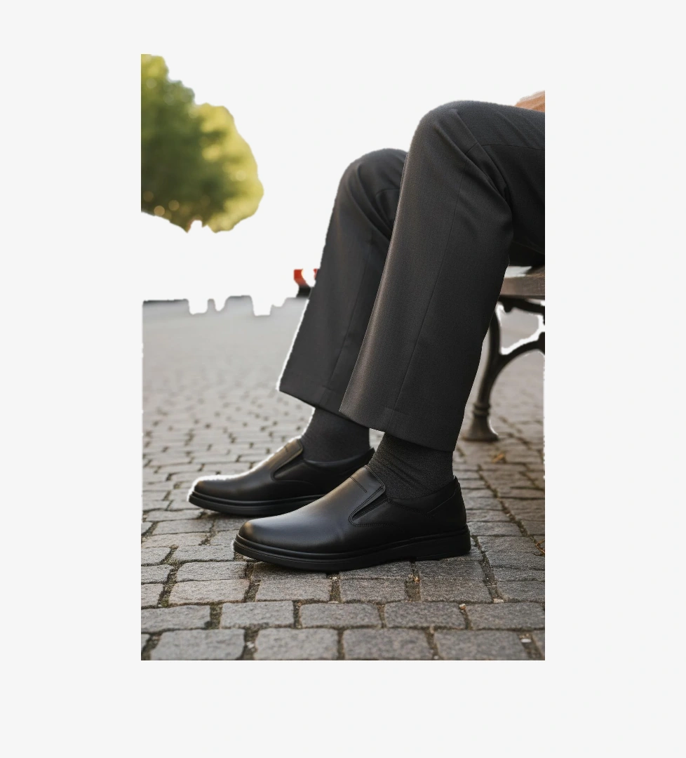 DSN 2026 M Siyah Hakiki Deri Erkek Günlük Ayakkabı - Görsel 1