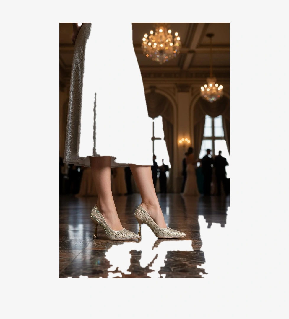 PC-55020 Z Altın Suni Deri Kadın Abiye Ayakkabı - Görsel 1