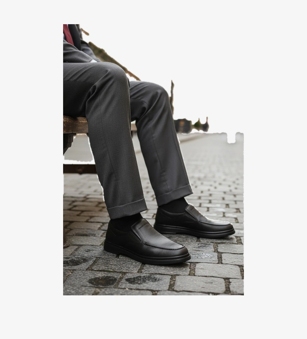 DSN 2029 M Siyah Hakiki Deri Erkek Günlük Ayakkabı - Görsel 1