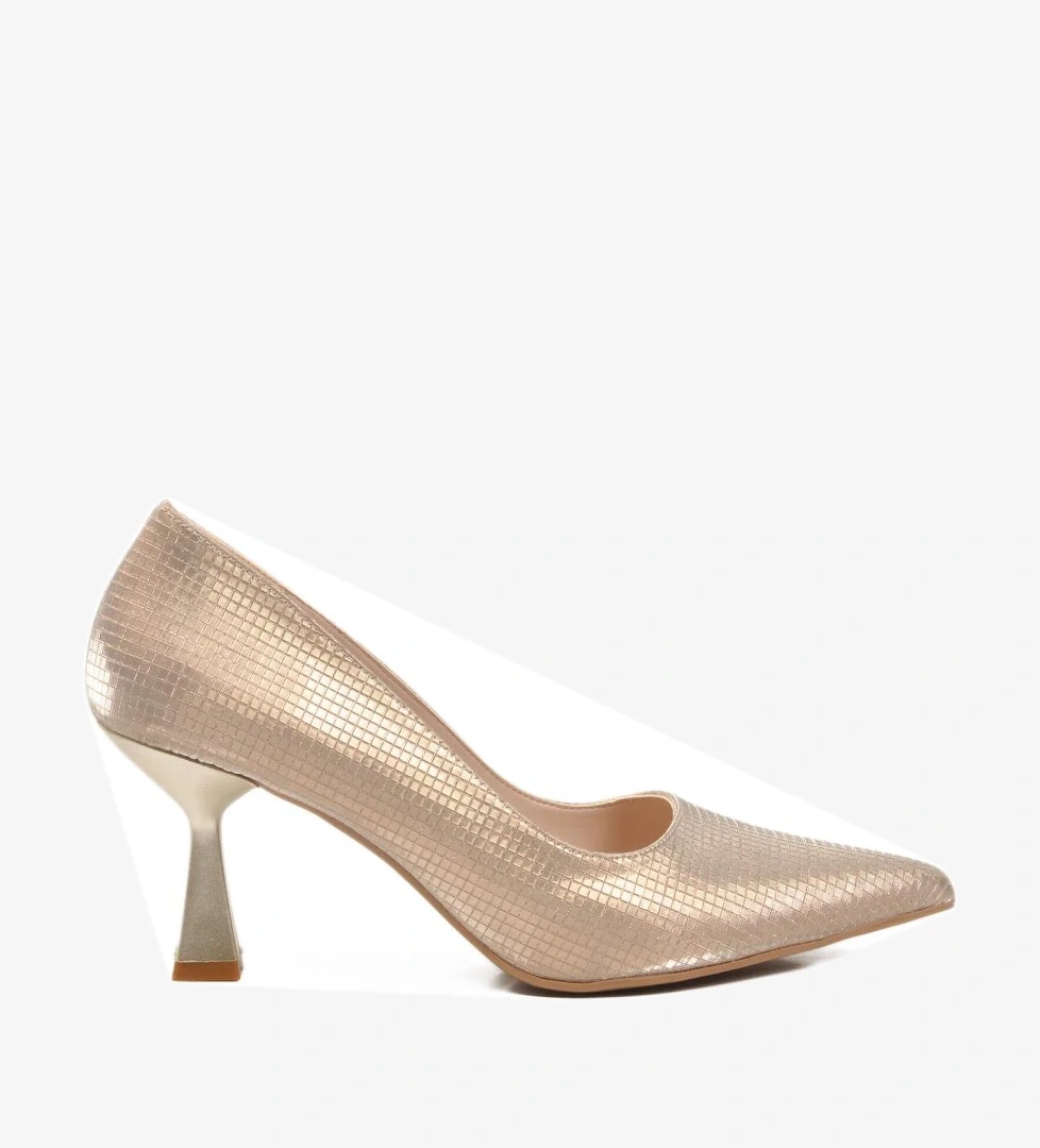 665140 Z Altın Kadın Topuklu Ayakkabı - Görsel 1