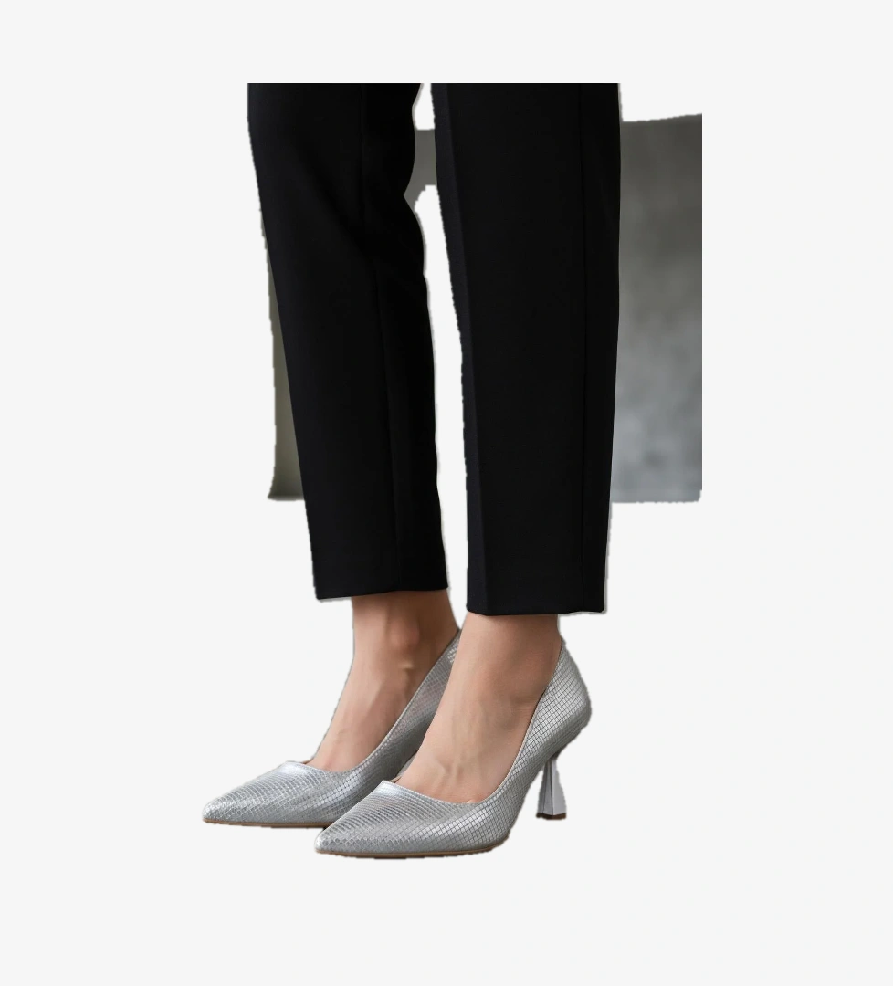 665140 Z Gümüş Kadın Topuklu Ayakkabı