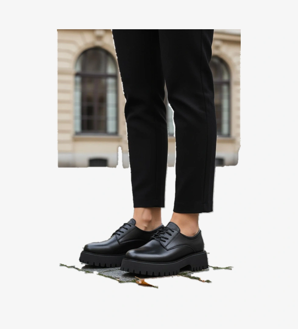 572451 Z Siyah Cilt Kadın Günlük Ayakkabı - Görsel 1