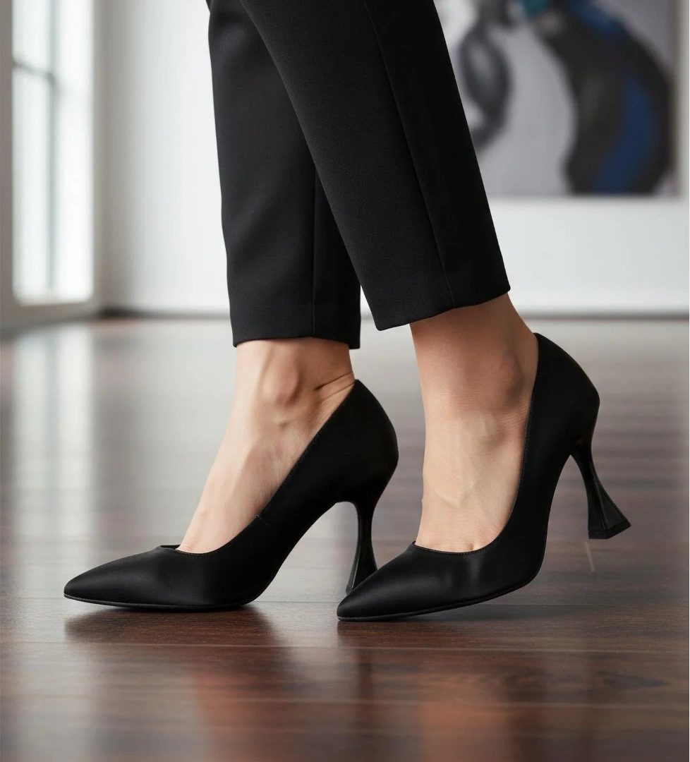 Ayakmod 665127 Z Siyah Bej Kadın Topuklu Ayakkabı model görseli