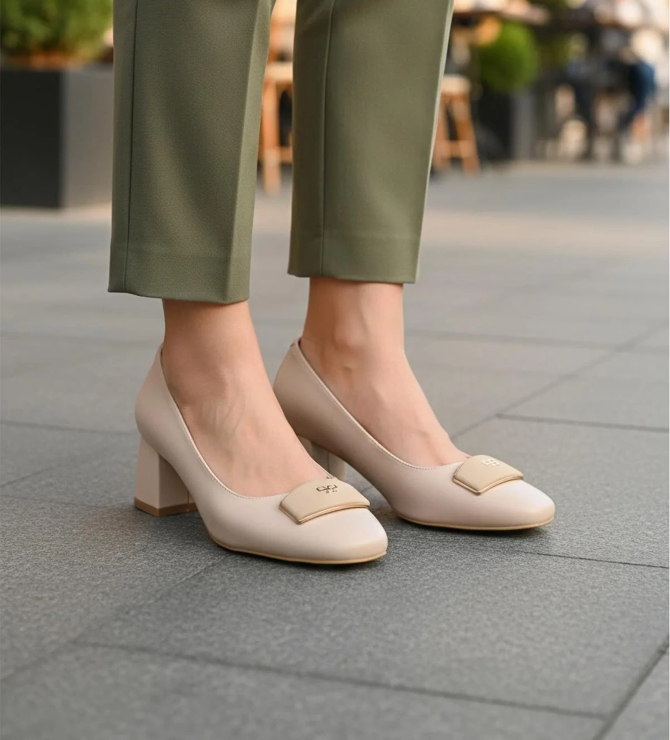 695039 Z Bej Cilt Kadın Topuklu Ayakkabı