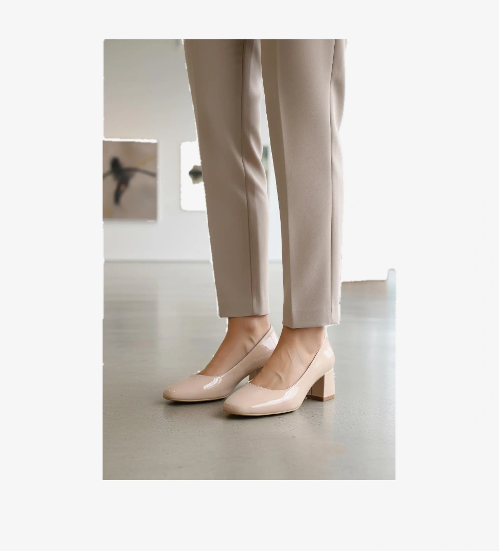 695042 Z Bej Rugan Kadın Topuklu Ayakkabı - Görsel 1