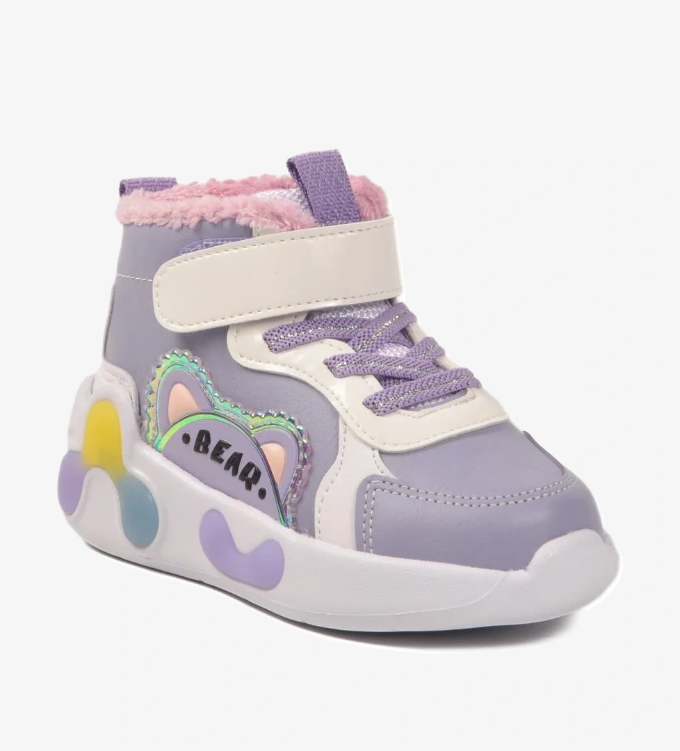 2058 B Lila Kürklü Bebek Spor Bot - Görsel 1