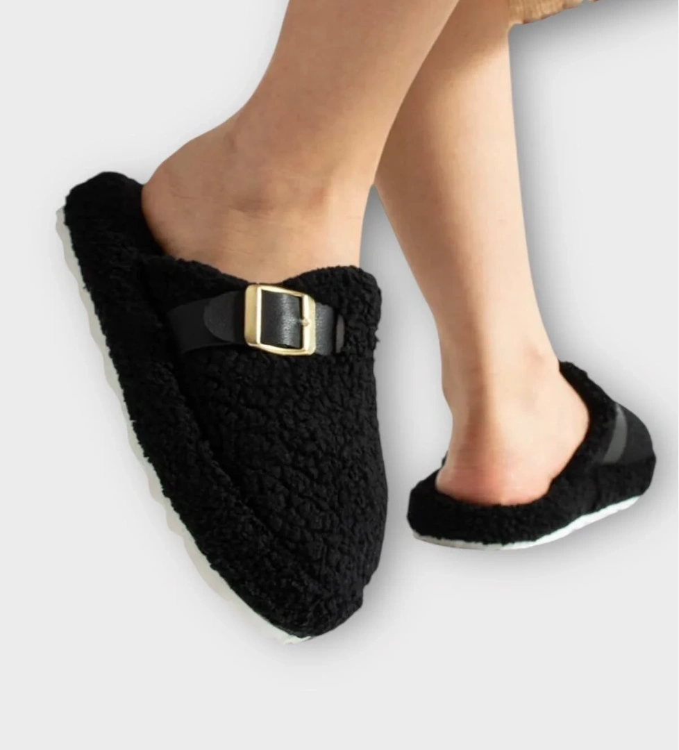 Pofuduk Ses Yapmaz Eva Taban Tokalı Kadın Ev Terliği SİYAH