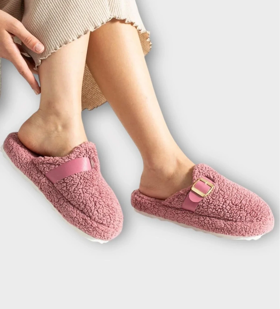 Pofuduk Ses Yapmaz Eva Taban Tokalı Kadın Ev Terliği GÜL KURUSU