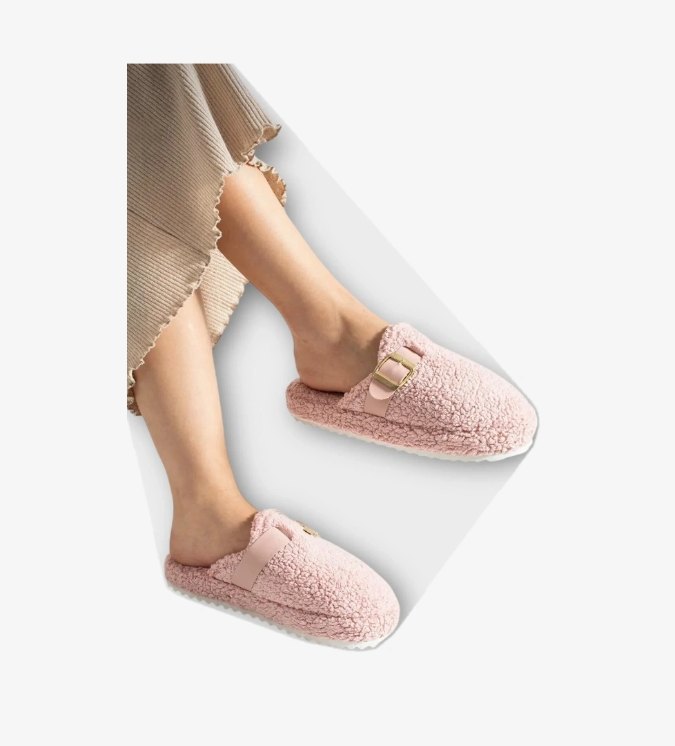 Pofuduk Ses Yapmaz Eva Taban Tokalı Kadın Ev Terliği PUDRA