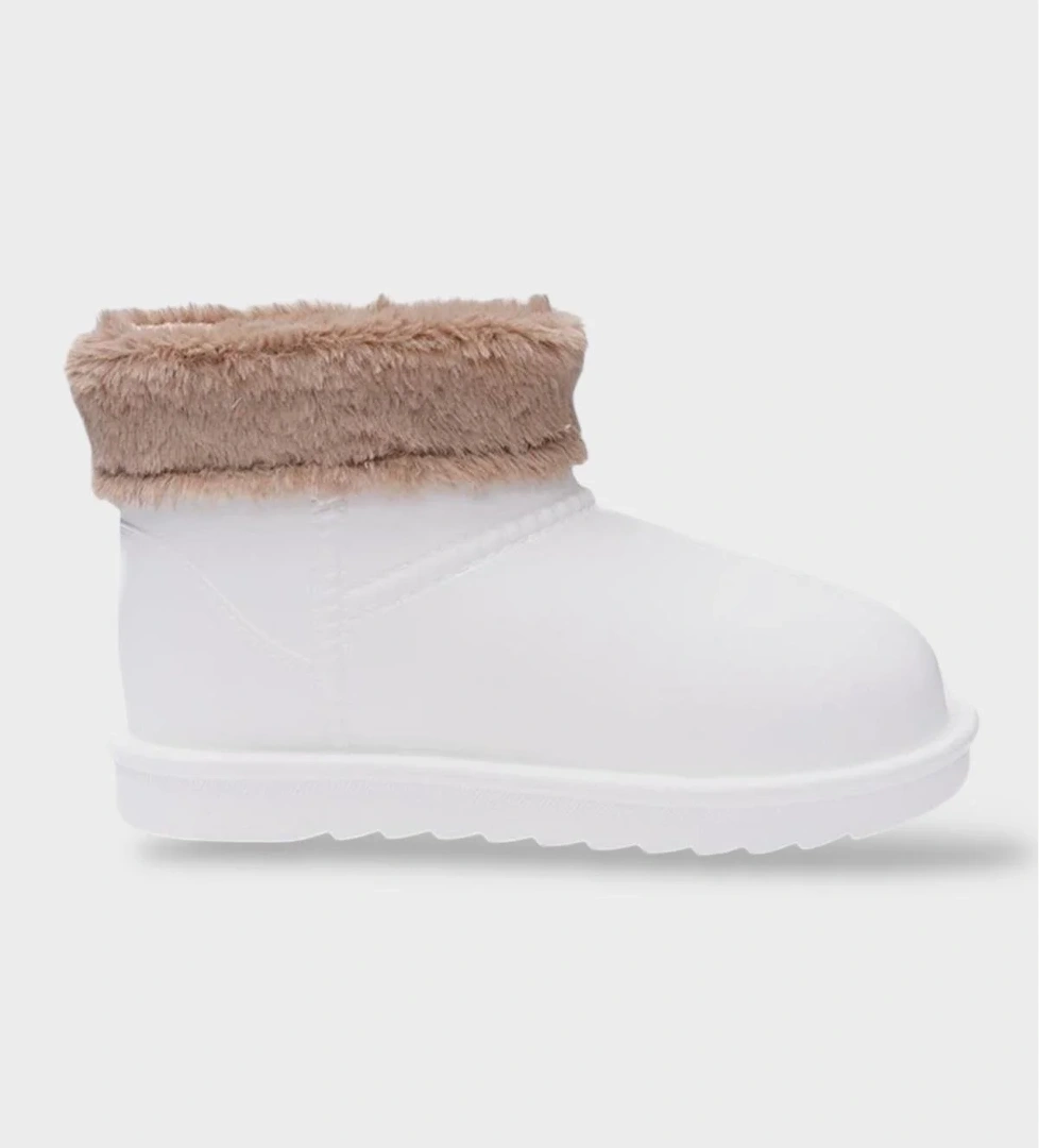 Liger Liger Yuvarlak Burun Kadın Kürklü Kısa Yağmur Botu BEYAZ | Flo Beyaz - 1. görsel