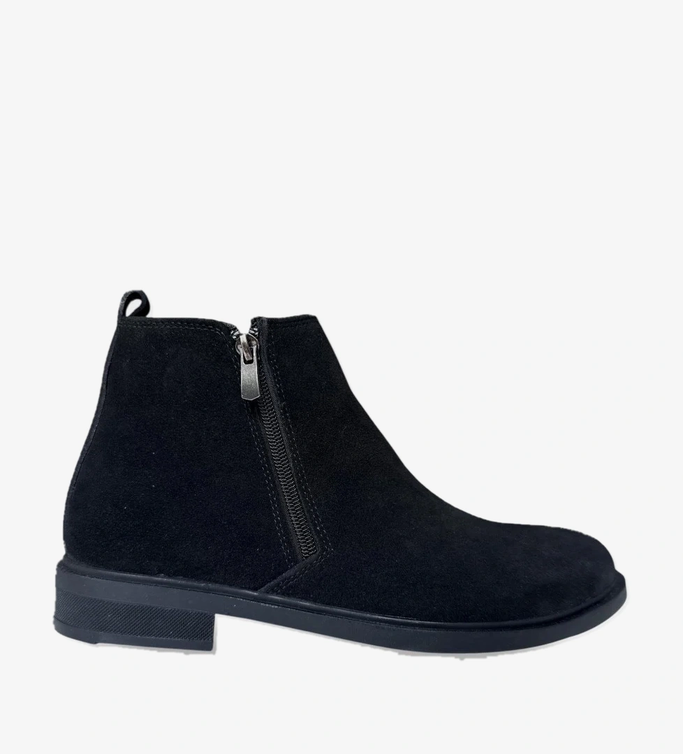 Erkek Hakiki Deri Çift Fermuar Detay Bot SİYAH