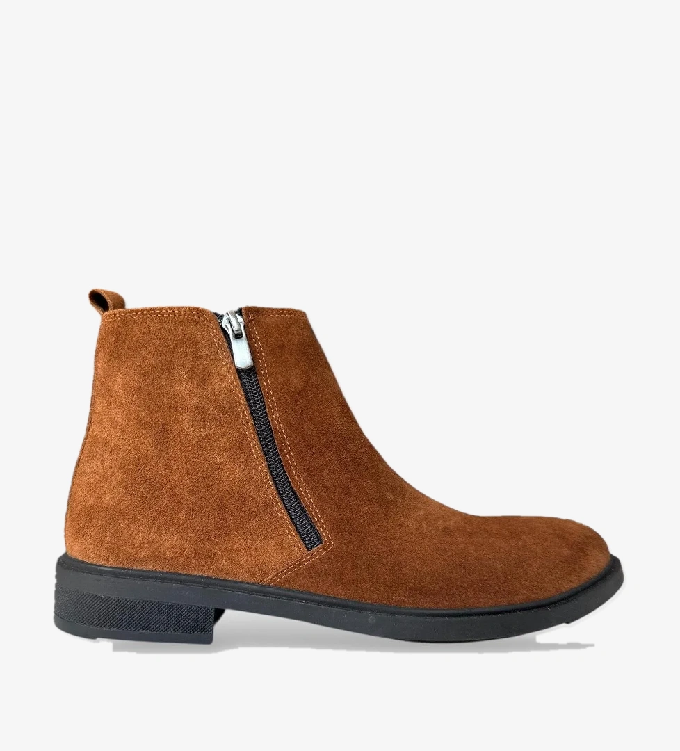 Erkek Hakiki Deri Çift Fermuar Detay Bot TABA - Görsel 1