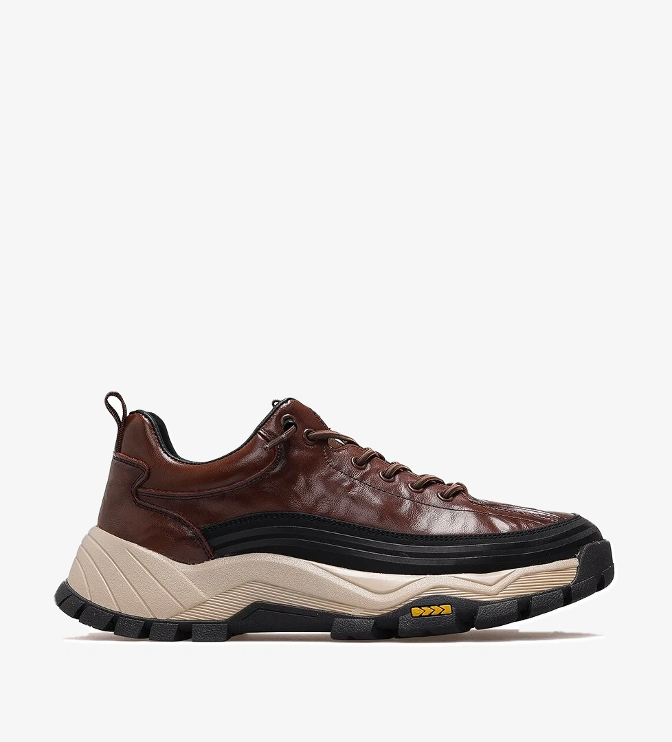 Erkek Deri Günlük Sneaker Ayakkabı 25k 25k570 M Kahve - Görsel 1