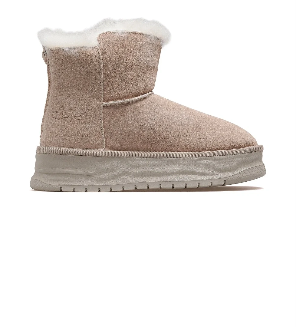 Kadın Nubuk Deri Kürklü Günlük Bot 25k 24k156-2 Z Gri Nubuk