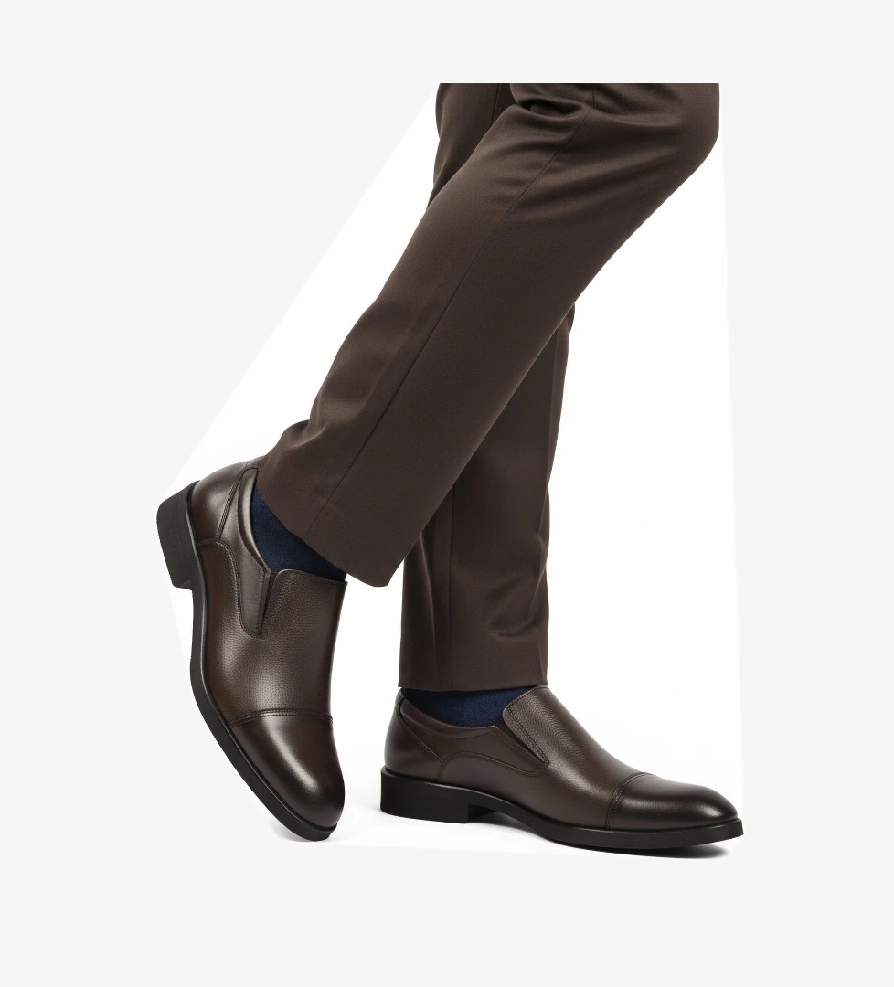 Kahve Hakiki Deri Kaymaz Taban Erkek Klasik Ayakkabı 916 M